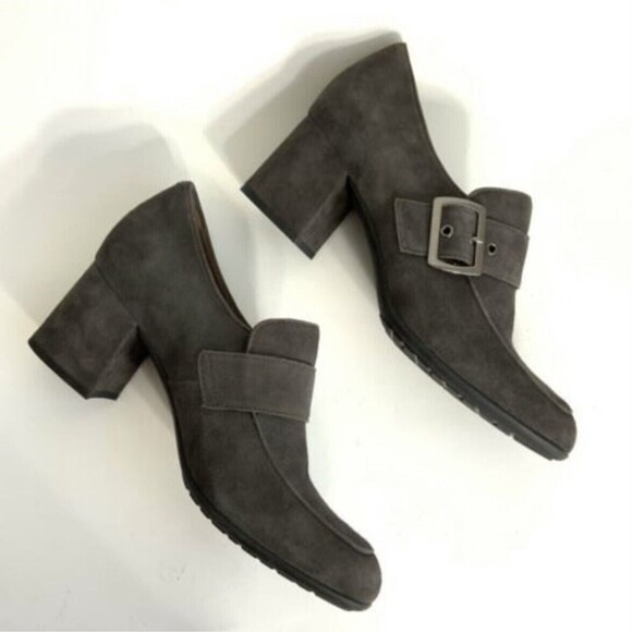 Earthies Suede Rhea Square-toe Block Heel Booties 10 - Picture 5 of 11